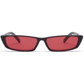 Rectangular Bold Small Frame Sunglasses Stylish Fashion Designer Rectangle Frame Shades - Black-red - CV1896YYKQX $12.18