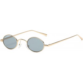 Oval Vintage Small Round Sunglasses Retro Slender Metal Frame Candy Colors B2422 - Glod/Black - CL18D5TIQZ7 $10.75