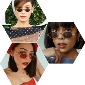 Oval Vintage Small Round Sunglasses Retro Slender Metal Frame Candy Colors B2422 - Glod/Black - CL18D5TIQZ7 $10.75