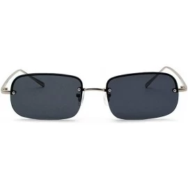 Rectangular New fashion trend ocean film unisex small frame rectangular metal half frame sunglasses - Black - CQ18TE58LY4 $15.34