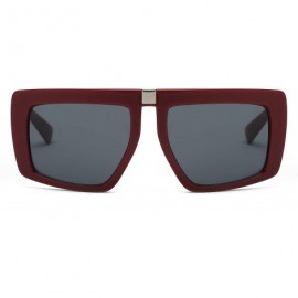 Square Women Retro Vintage Flat Lens Oversized Square Sunglasses - Maroon - C518I570LOS $11.07