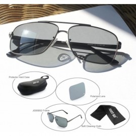 Round Classic Rectangle Aviator Sunglasses Polarized 100% UV protection - Gunmetal Frame Grey Lens - C8128EAWHXL $15.79