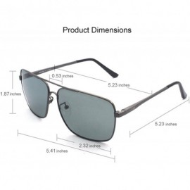 Round Classic Rectangle Aviator Sunglasses Polarized 100% UV protection - Gunmetal Frame Grey Lens - C8128EAWHXL $15.79