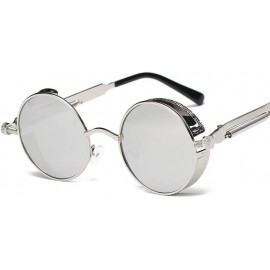 Round Metal Round Steampunk Sunglasses Men Women Fashion Glasses Retro Frame Vintage Sunglasses UV400 (Color 5) - 5 - CY199EL...