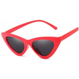 Cat Eye Sexy Cat Eye Sunglasses Women Mirror Black Triangle Sun Glasses Lens Shades Eyewear UV400 - Redgray - CE19854H4MK $21.87