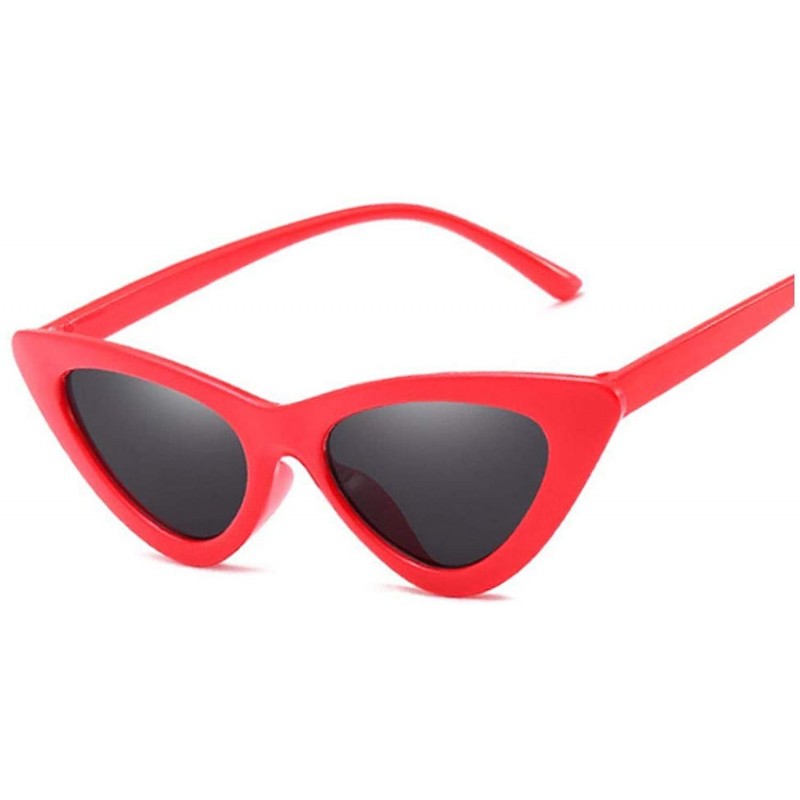 Cat Eye Sexy Cat Eye Sunglasses Women Mirror Black Triangle Sun Glasses Lens Shades Eyewear UV400 - Redgray - CE19854H4MK $21.87