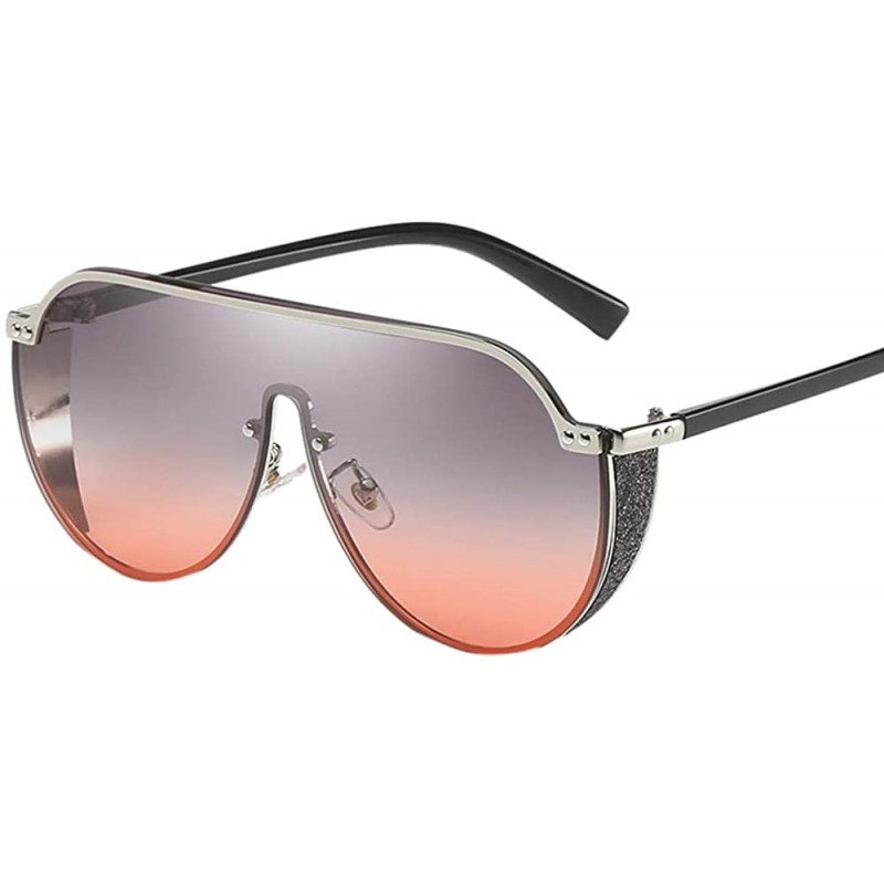 Square Oversized Square Sunglasses Unisex Retro Metal Frame UV400 Geometric Shades (Style F) - C2196IGK0YU $11.41