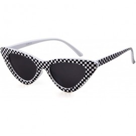 Goggle Retro Vintage Cateye Sunglasses for Women Clout Goggles Plastic Frame Glasses - Checkered - CM18M4WTXZC $8.98