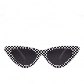 Goggle Retro Vintage Cateye Sunglasses for Women Clout Goggles Plastic Frame Glasses - Checkered - CM18M4WTXZC $8.98