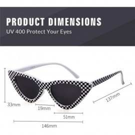 Goggle Retro Vintage Cateye Sunglasses for Women Clout Goggles Plastic Frame Glasses - Checkered - CM18M4WTXZC $8.98