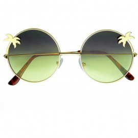 Round Indie Palm Tree Gradient Lens Round Hippie Sunglasses - Yellow - CX180E0GX9Y $10.42