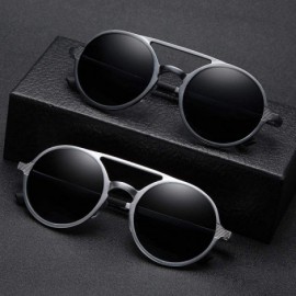 Oval Aluminum magnesium sunglasses retro round frame polarized glasses men's sunglasses classic sunglasses - Silver - C1190MX...