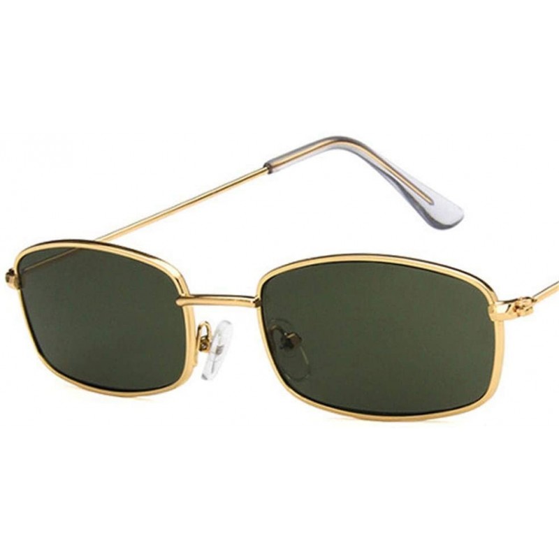 Square Rectangle Sunglasses Men Women Retro Metal Frame Yellow Red Female Sun Glasses - C5gold Green - CH194OQNIQG $26.41