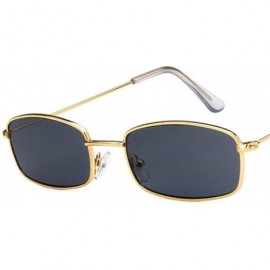 Square Rectangle Sunglasses Men Women Retro Metal Frame Yellow Red Female Sun Glasses - C5gold Green - CH194OQNIQG $26.41