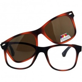 Square Reading Bifocal Lens Clear Glasses + Magnetic Polarized Sunglasses Topper - Tortoise/Brown - CO18T323HUA $14.61