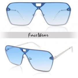 Round Rimless Mirrored Sunglasses Oversized One Piece Frameless Eyeglasses Men Women FW1019 - C1-blue - CJ18L75AK64 $10.98