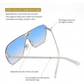 Round Rimless Mirrored Sunglasses Oversized One Piece Frameless Eyeglasses Men Women FW1019 - C1-blue - CJ18L75AK64 $10.98