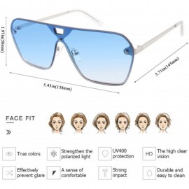 Round Rimless Mirrored Sunglasses Oversized One Piece Frameless Eyeglasses Men Women FW1019 - C1-blue - CJ18L75AK64 $10.98