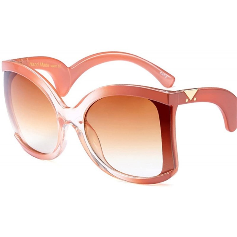 Square 2018 Clear Oversized Square Sunglasses Women Gradient Super Star Fashion Brand - Tea - CK189KGMTTY $10.78