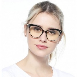 Oversized Ladies Oversized Cat Eye Reading Glass Modern Eyeglass Frame - 2 Pairs / Leopard + Transparent Leopard - C218NIXKTY...