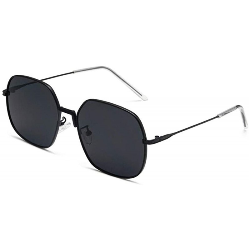 Oversized Sunglasses women personality tide men's sunglasses square metal glasses - Black Frame Black Gray Tablets - CJ190MR3...