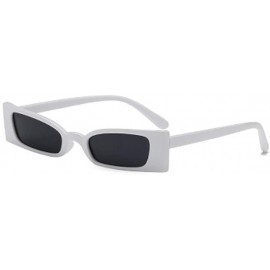 Rectangular Small frame Men and women Sunglasses Fashion Retro Sunglasses - Black White - CK18LIA5E5L $11.43