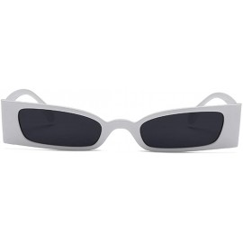 Rectangular Small frame Men and women Sunglasses Fashion Retro Sunglasses - Black White - CK18LIA5E5L $11.43