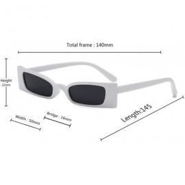 Rectangular Small frame Men and women Sunglasses Fashion Retro Sunglasses - Black White - CK18LIA5E5L $11.43