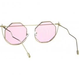 Square Octagon Metal Rim Art Nouveau Deco Steam Punk Mod Sunglasses - Gold Pink - CL18E09GAME $16.60