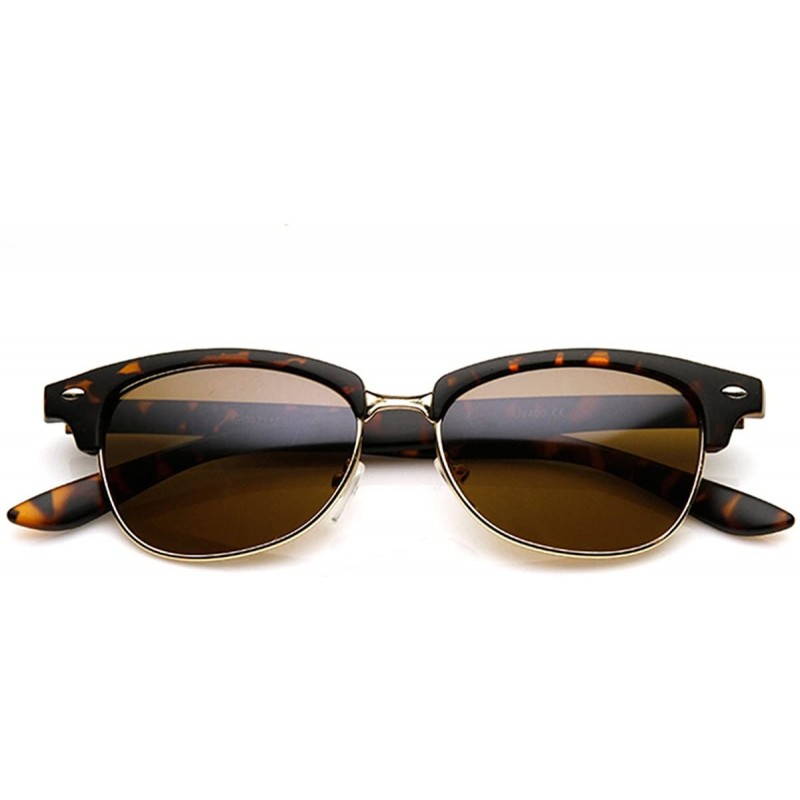 Oval Classic Oval Shaped Semi-Rimless Half Frame Horn Rimmed Sunglasses - Tortoise-gold Brown - CD11V1ZRH5L $8.63