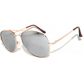 Aviator Colored Metal Frame with Full Mirror Lens Spring Hinge - Gold_silver_mirror_lens - CF122DLZ3B1 $10.23