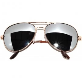 Aviator Colored Metal Frame with Full Mirror Lens Spring Hinge - Gold_silver_mirror_lens - CF122DLZ3B1 $10.23