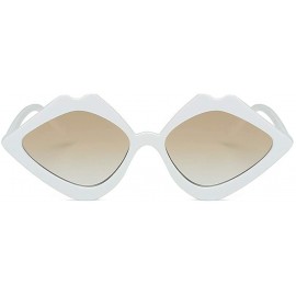 Wrap Fashion Sunglasses - UV Protection Shade - Jelly Candy Color Lip Shape Sun Glasses - White - CA18QQGSLIZ $12.14