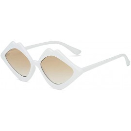 Wrap Fashion Sunglasses - UV Protection Shade - Jelly Candy Color Lip Shape Sun Glasses - White - CA18QQGSLIZ $12.14