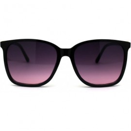 Rectangular Womens Thin Plastic Mod Rectangular Designer Horn Sunglasses - Black Gold Purple - CB1969W92H9 $14.54