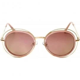 Oval Trendies The Kaitlyn - Flat Fashion Sunglasses with Mirrored Lens - Gold/Pink - CS185YDS0DR $11.15