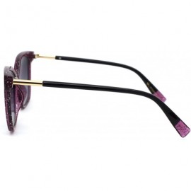 Rectangular Womens Snug Thin Plastic Boyfriend Horn Rim Sunglasses - Purple Smoke - CS18WS3HZHY $9.40