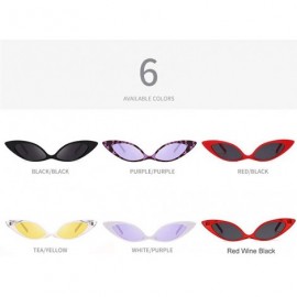 Cat Eye Women Cat Eye Sunglasses Vintage Small Sun Glasses Female Eyeglasses Red Black - Purple - CA196R0CIYR $11.60