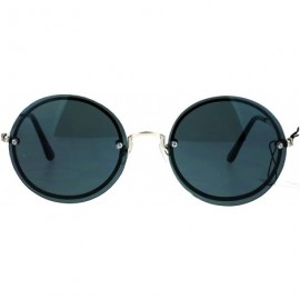 Round Womens Oceanic Lens Rimless Round Hippie Groovy Sunglasses - Black - CZ17YQ6TRGO $12.18