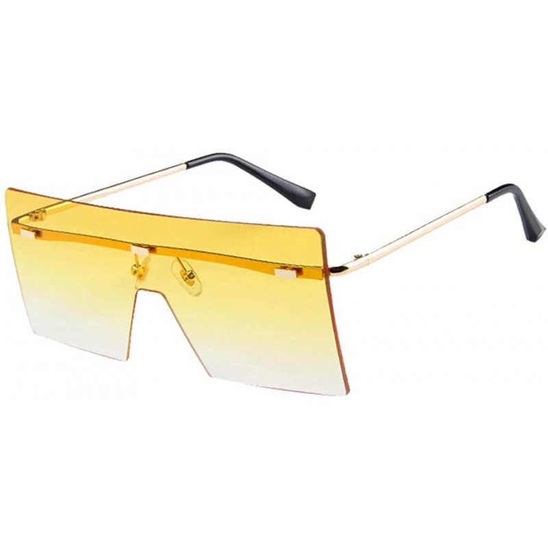 Oversized 2020 New Oversized Square Sunglasses for Women Rimless Frame Candy Color Transparent Glasses - Yellow - C2196SYSN8H...