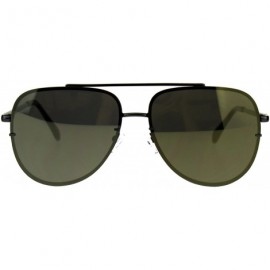 Rectangular Mens Rimless Mirror Lens Officer Cop Metal Sunglasses - Gunmetal Gold - CA18CIAO5U3 $14.29