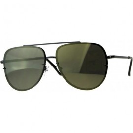 Rectangular Mens Rimless Mirror Lens Officer Cop Metal Sunglasses - Gunmetal Gold - CA18CIAO5U3 $14.29