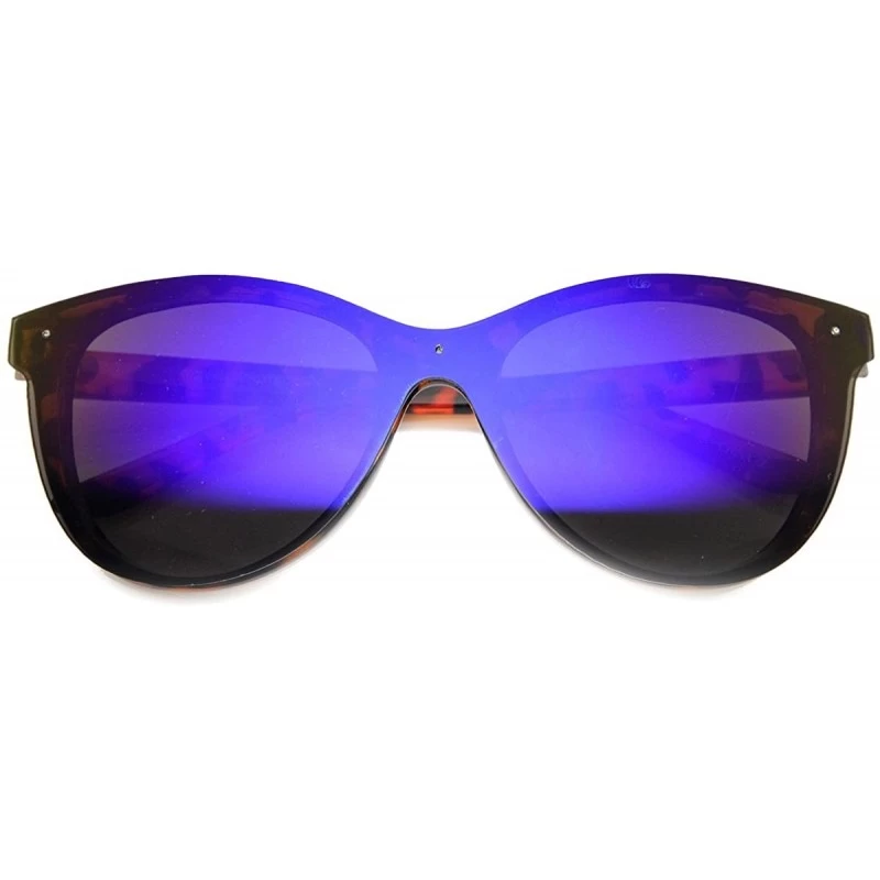 Wayfarer Uni-Lens Retro Horned Rim Color Mirror Lens Sunglasses - Tortoise Ice - CE11YN8H0H3 $11.70