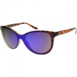 Wayfarer Uni-Lens Retro Horned Rim Color Mirror Lens Sunglasses - Tortoise Ice - CE11YN8H0H3 $11.70