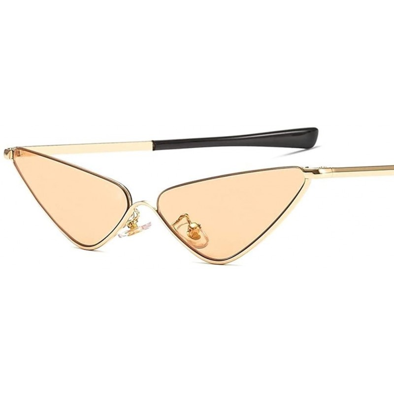 Cat Eye Cat Eye Sunglasses for Women Small Face Metal Frame Candy Color Eyewear UV400 - C6 Gold Champagne - C91902ZE3HH $15.36