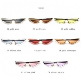 Cat Eye Cat Eye Sunglasses for Women Small Face Metal Frame Candy Color Eyewear UV400 - C6 Gold Champagne - C91902ZE3HH $15.36