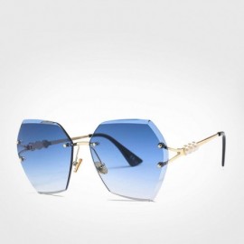 Square Square RimlPearl Sunglasses Retro Women Trendy Gradient Polygon Sun Glasses UV400 G23023 - Blue Sunglasses - CR197A2UK...