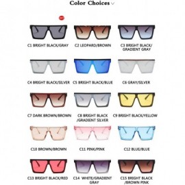 Oval Flat Top Sunglasses Men Women Er Square Shades Gradient Sun Glasses Cool One Piece UV400 Mirror - C11 - CS198AI5EAR $23.13