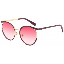 Round Ultra light Fashion Lady Unique Designer Sunglasses Round Frame Men Cat Glasses UV400 - Red - CF18SM2E0ED $10.08