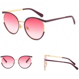 Round Ultra light Fashion Lady Unique Designer Sunglasses Round Frame Men Cat Glasses UV400 - Red - CF18SM2E0ED $10.08